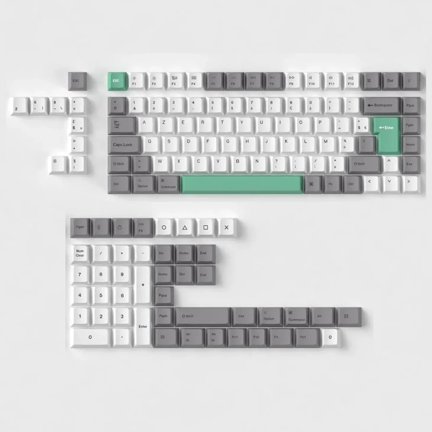 Keychron Set de Keycaps Dye Sub Blanc, Gris, Vert