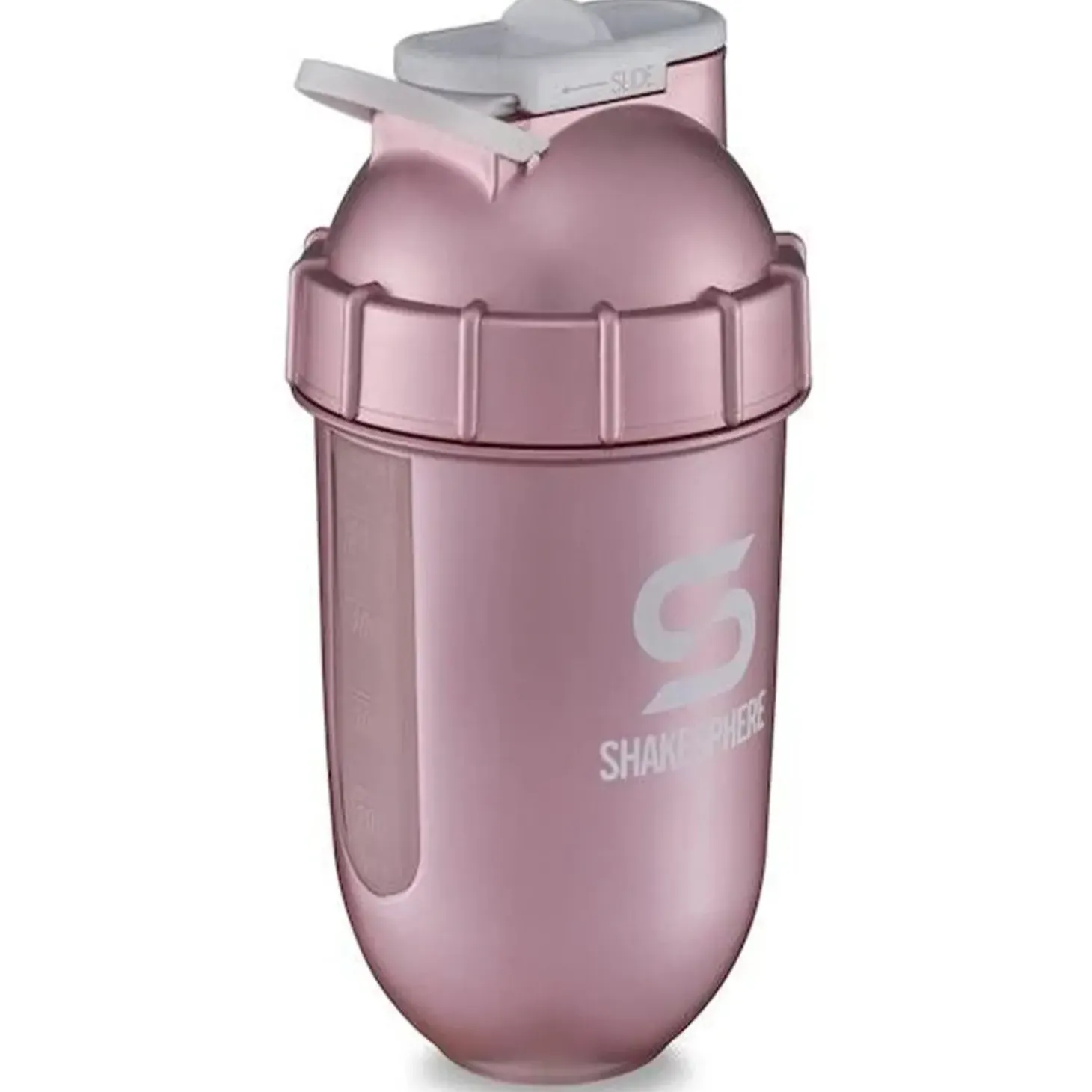 ShakeSphere Tumbler View Rose Logo Blanc