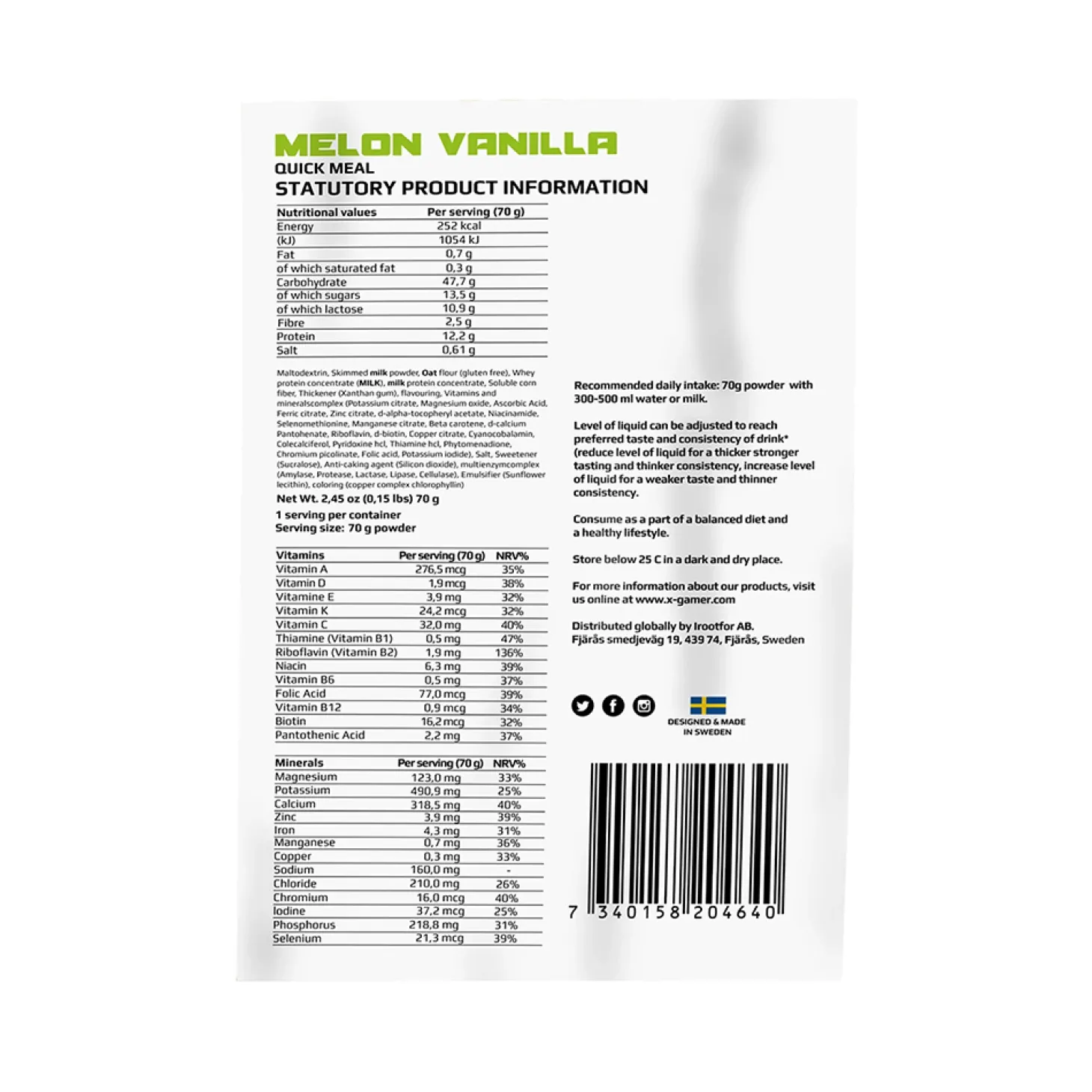 X-Gamer Quick Meal Melon & Vanille
