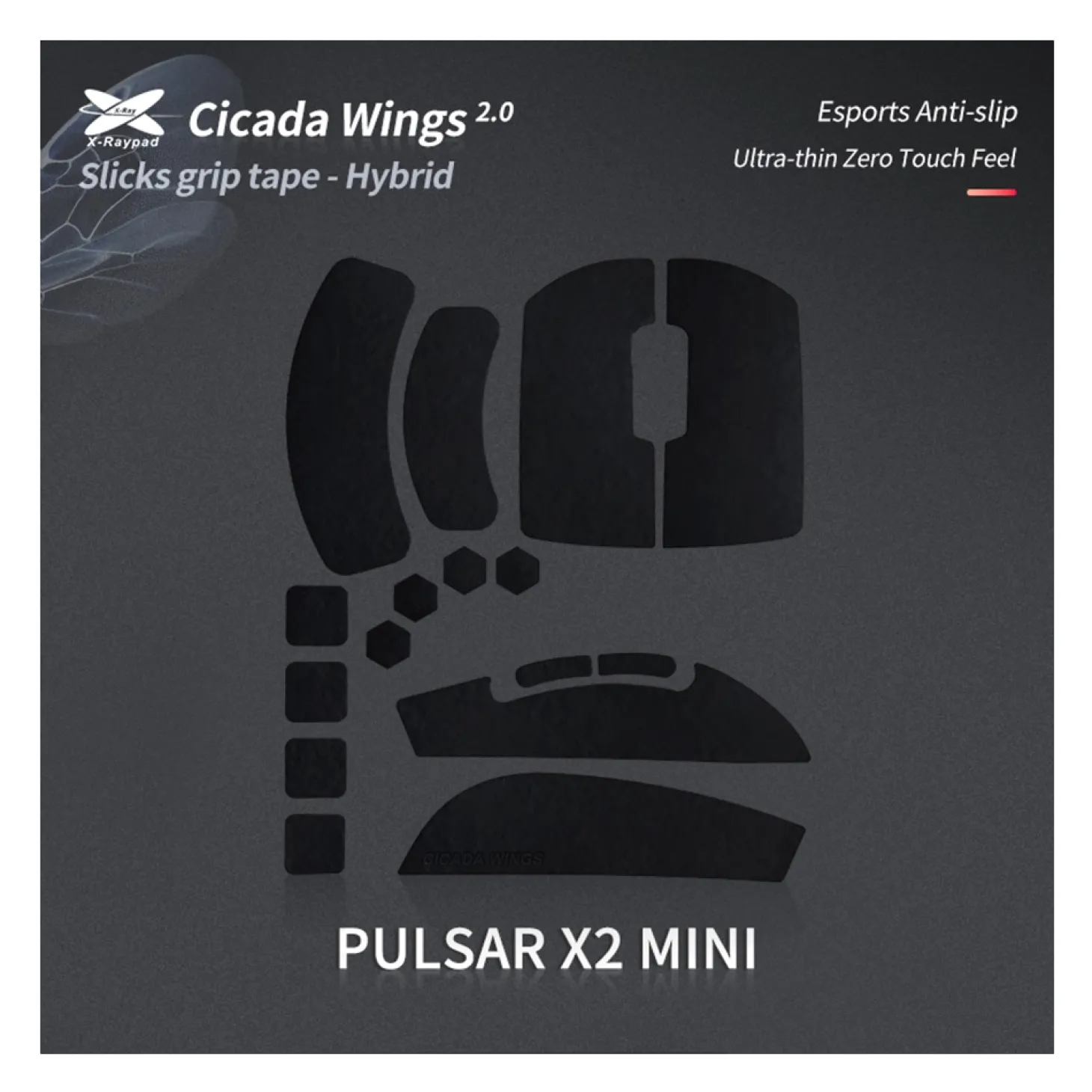 X-Raypad Cicada Wings 2.0 Grips Pulsar X2 Mini Noir