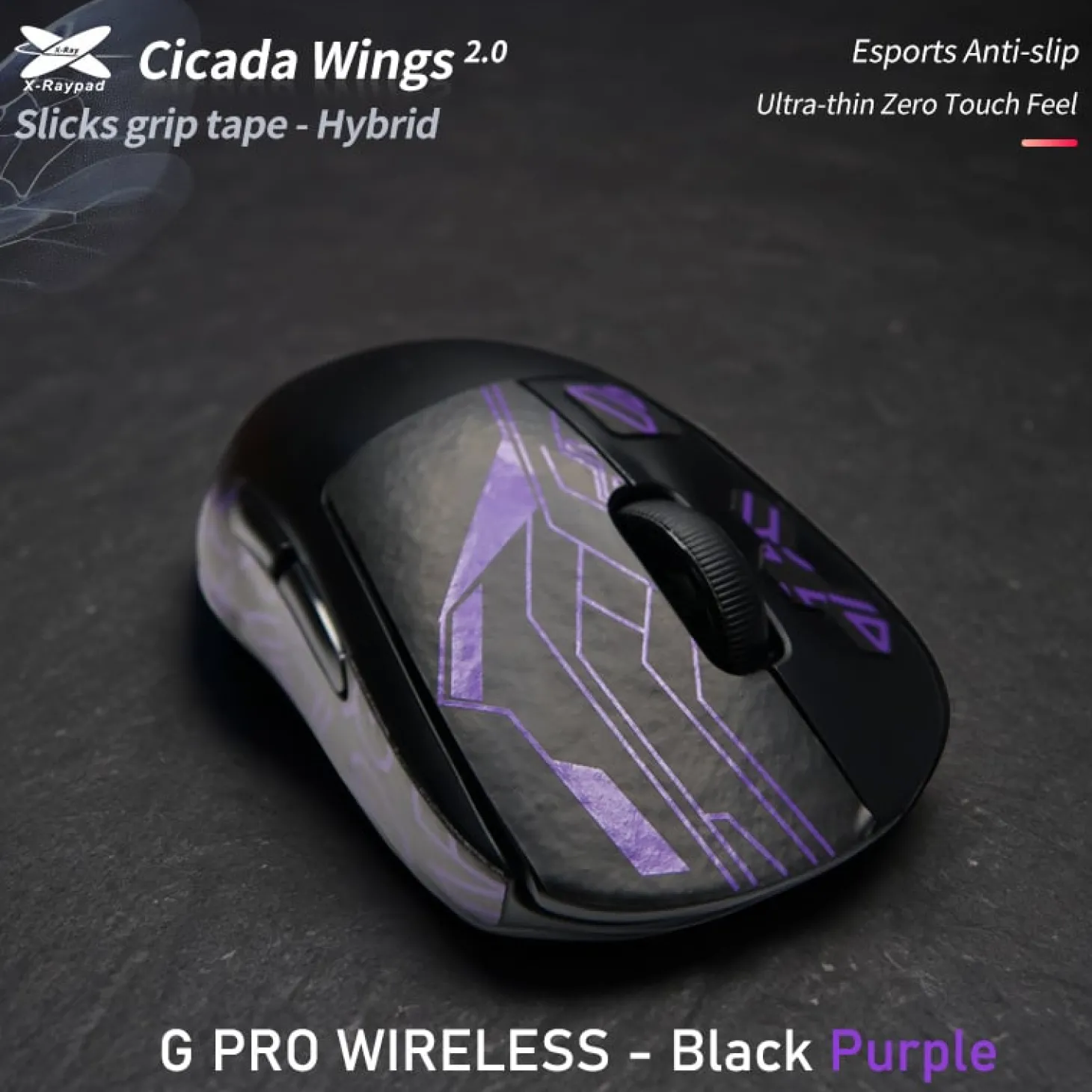 X-Raypad Cicada Wings 2.0 Grips Logitech G Pro Wireless Noir Violet