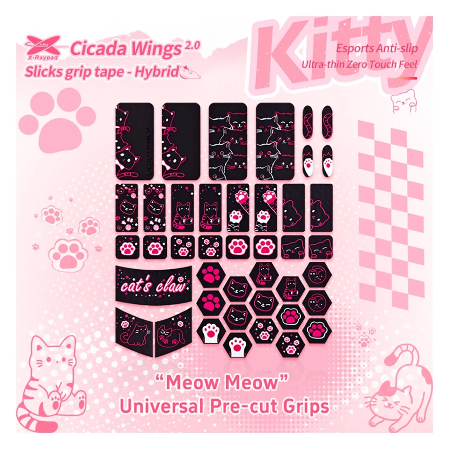 X-Raypad Cicada Wings 2.0 Kitty Grips Universels Noir